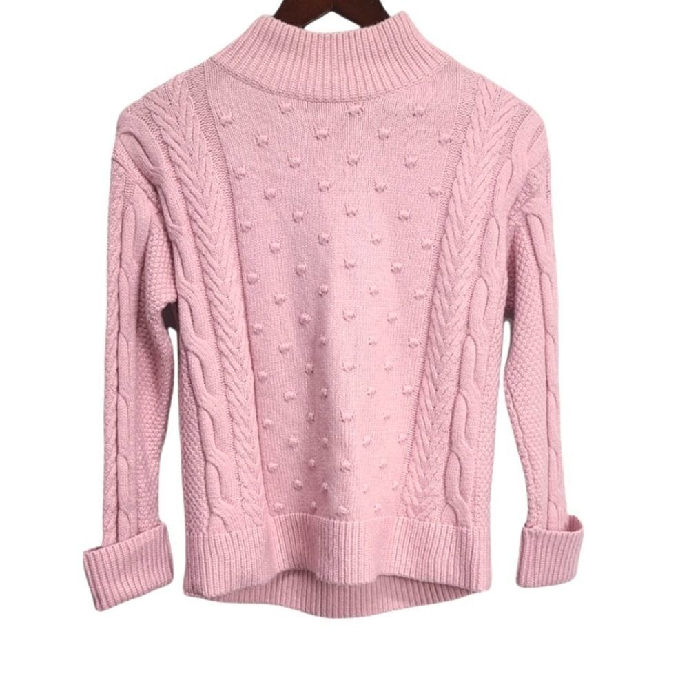1. State Cable Knit Baby Pink Slim Turtleneck Sweater Size XXS‎